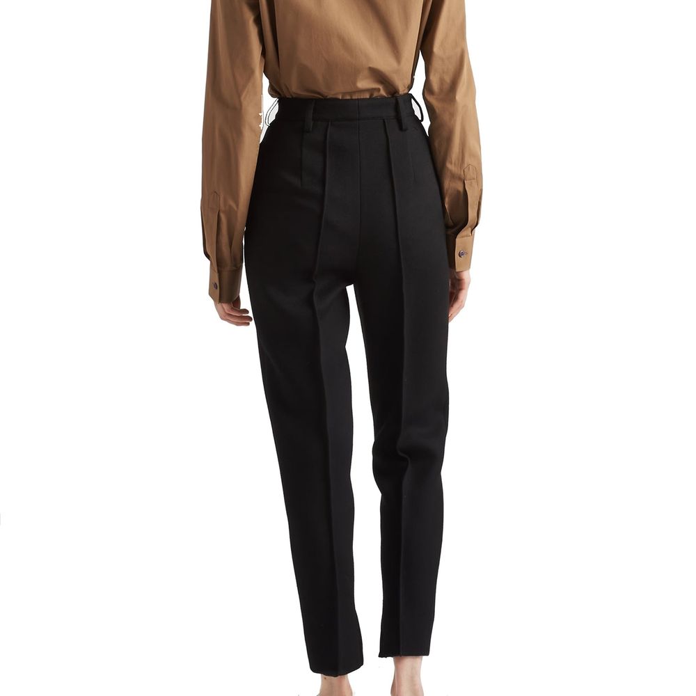 Black Virgin Wool Casual Pants