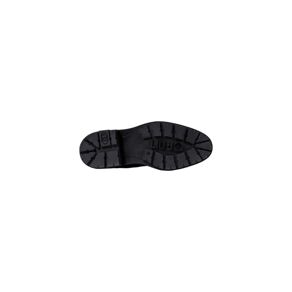 Black Artificial Leather Lace-Up Boots