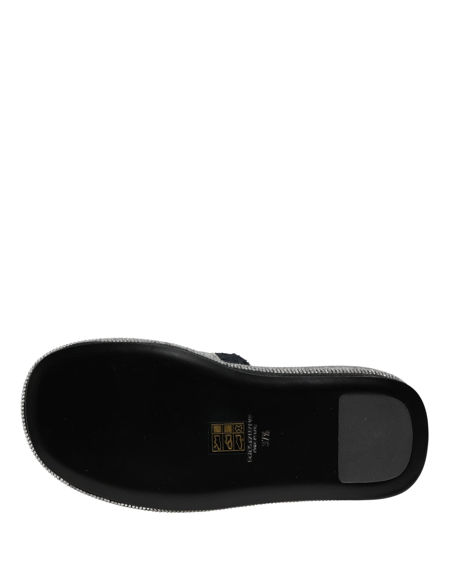 Black Crystal Embellished Platform Slides Shoes