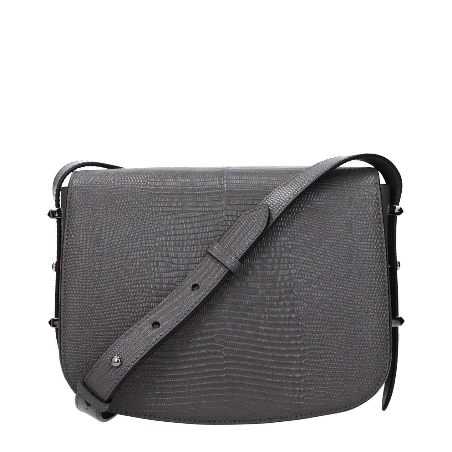 Gray Leather Crossbody Bag