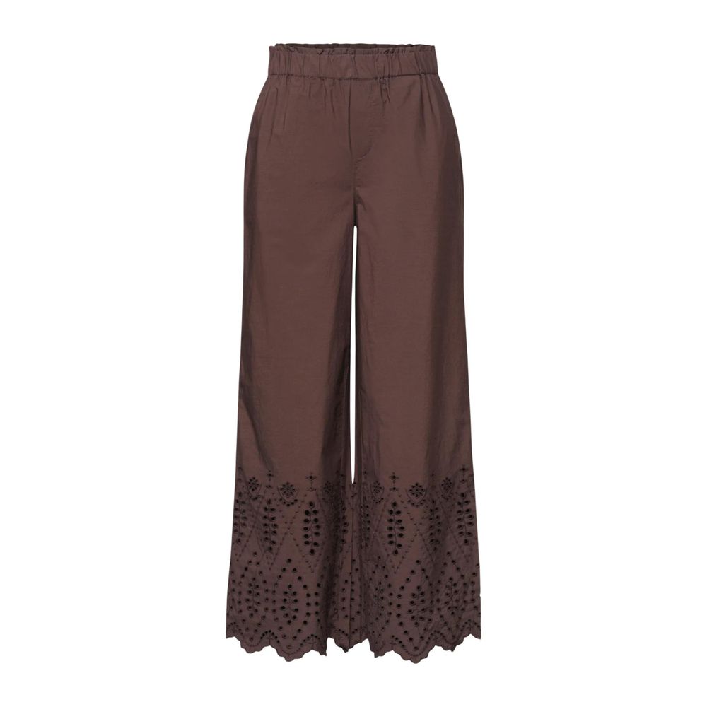 Brown Cotton Casual Pants