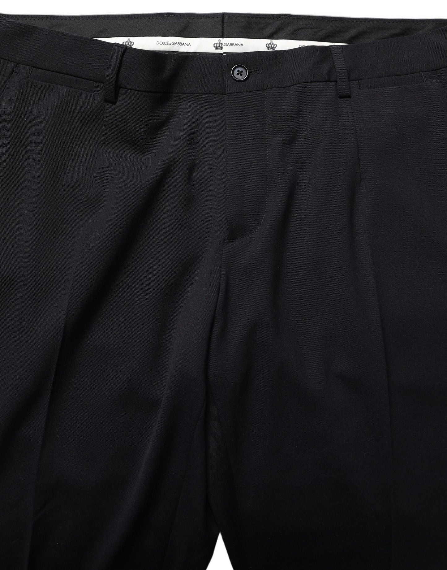 Black Wool Tapered Leg Dress Trouser Pants
