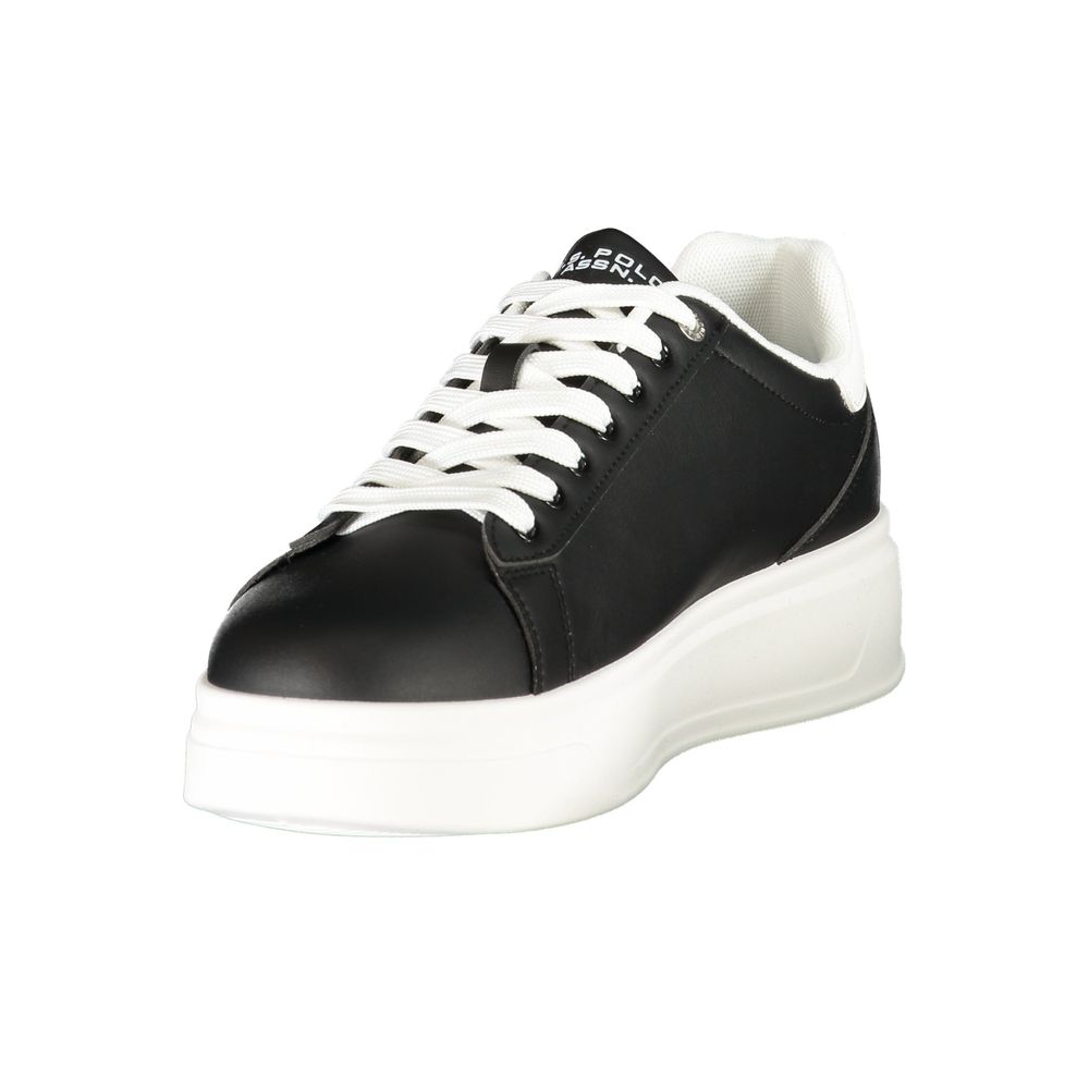 Black Polyester Athletic Sneakers