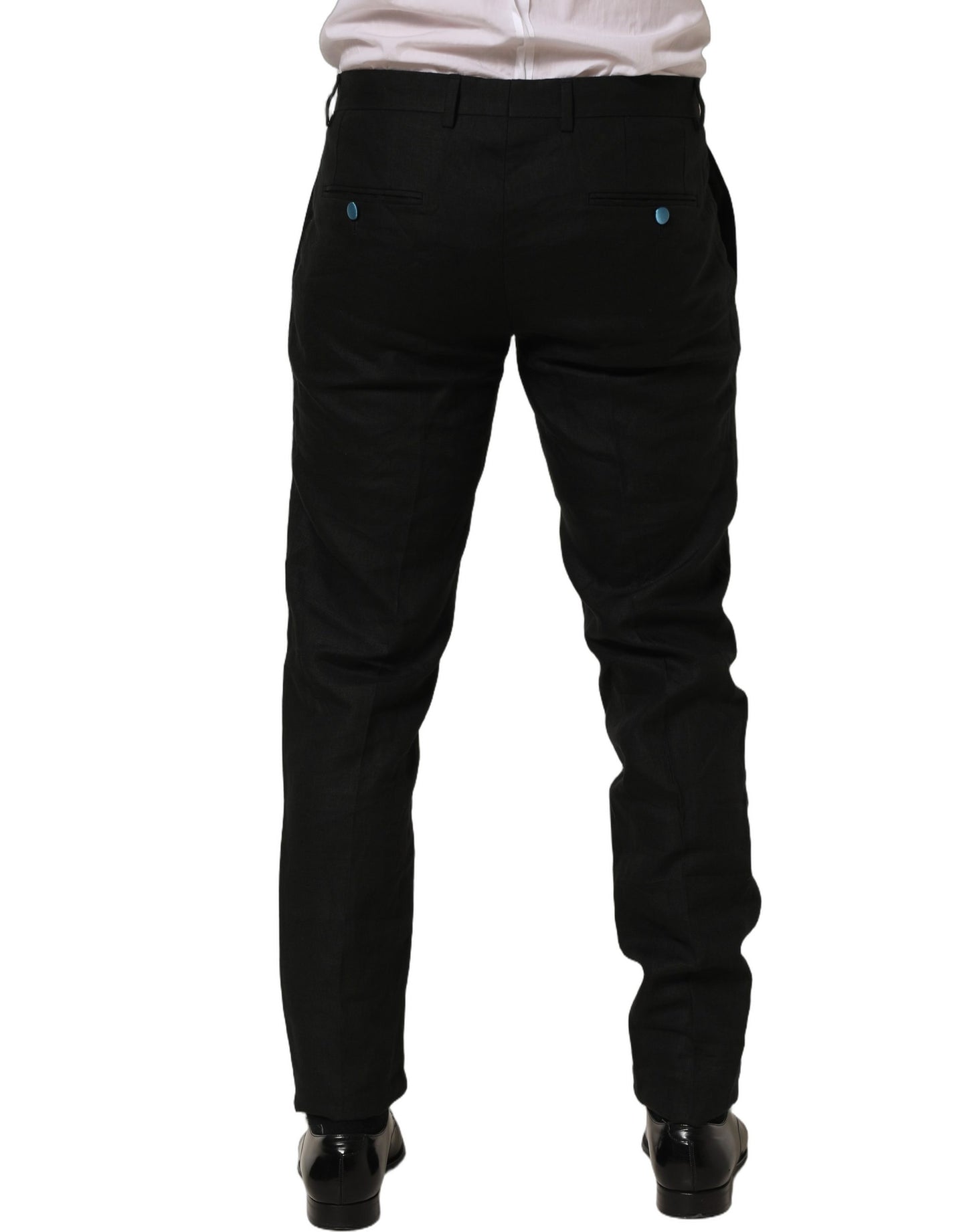 Black Linen Skinny Leg Dress Trouser Pants