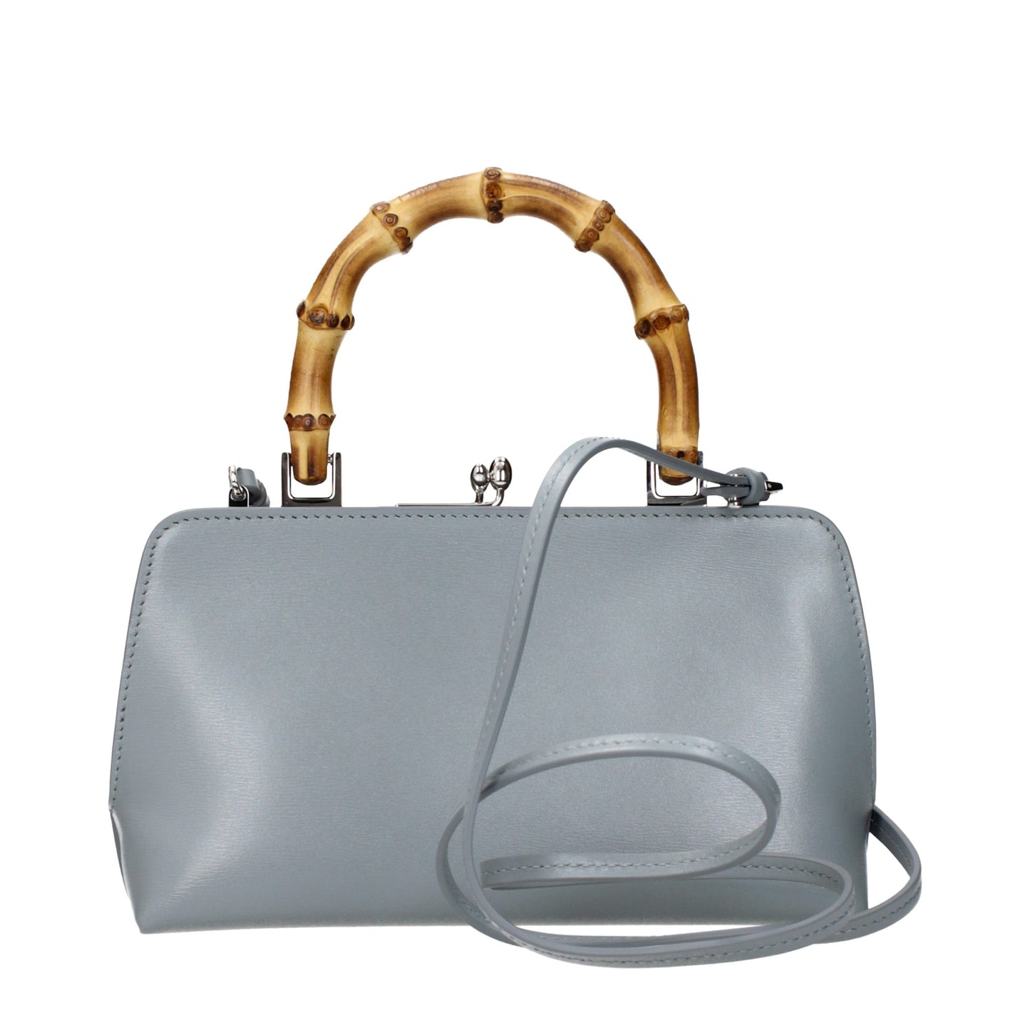 Gray Leather Handbag