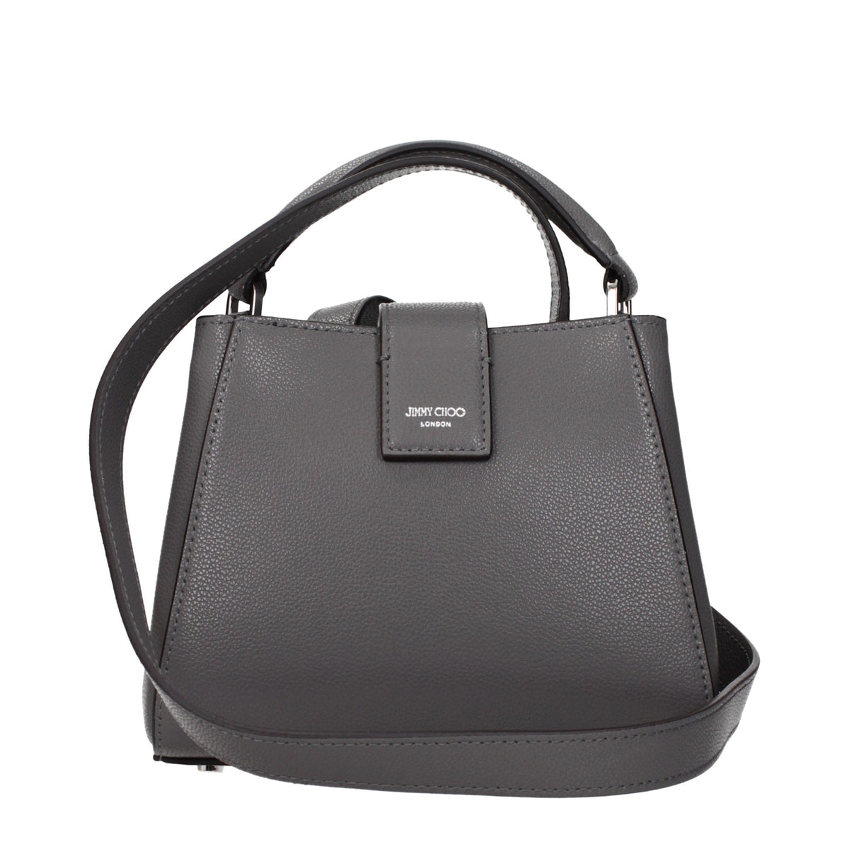 Gray Leather Handbag