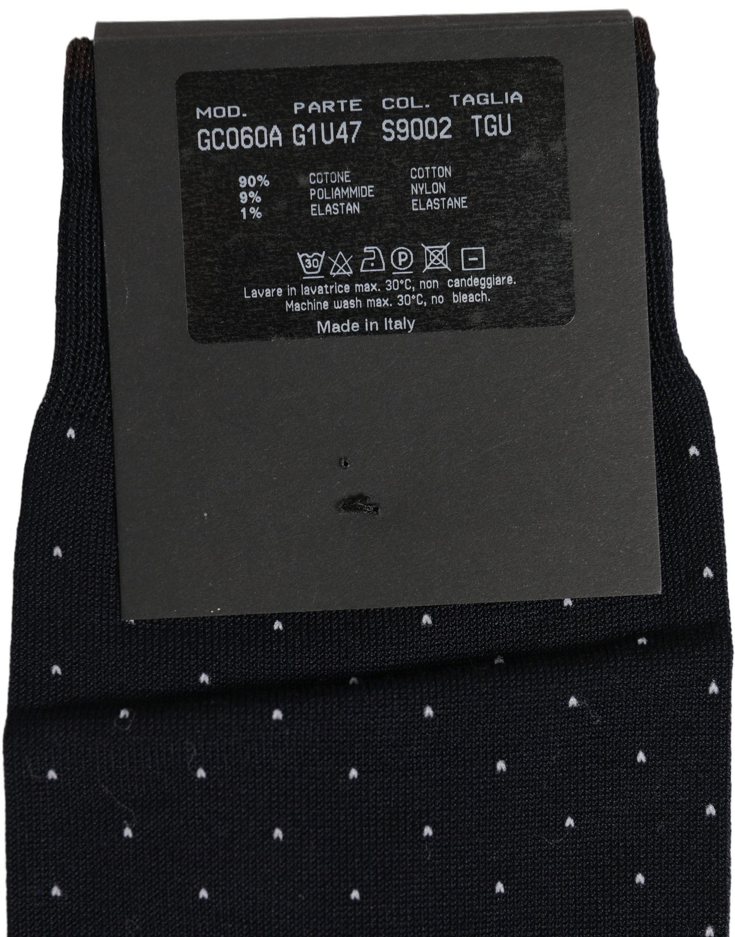 Men Black Cotton Polka Dot Over The Calf Socks