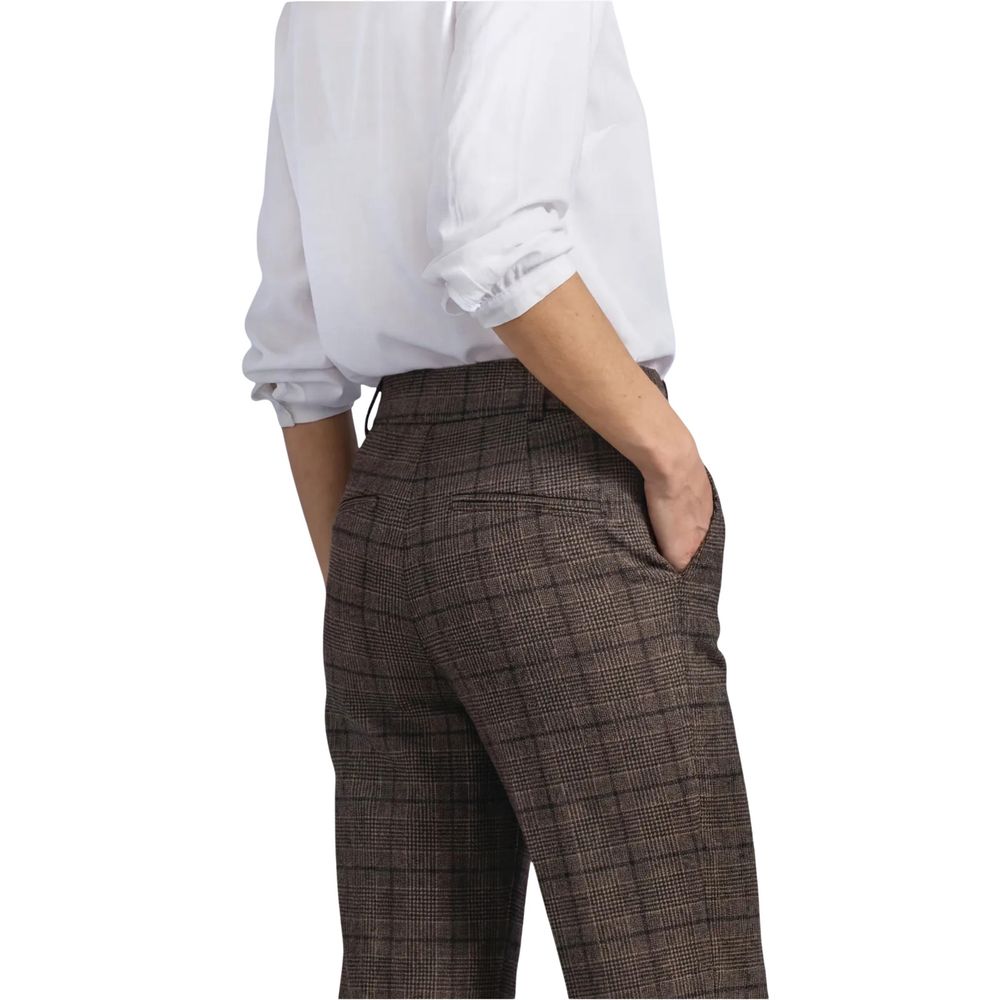 Brown Polyester Casual Pants