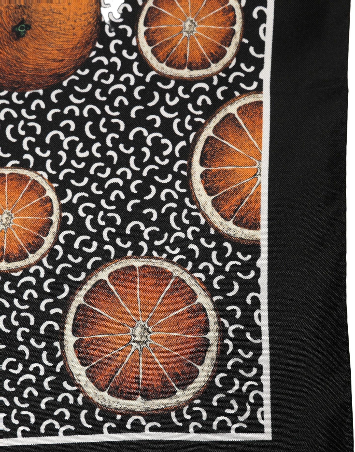 Black Silk Orange Pocket Square Foulard Scarf
