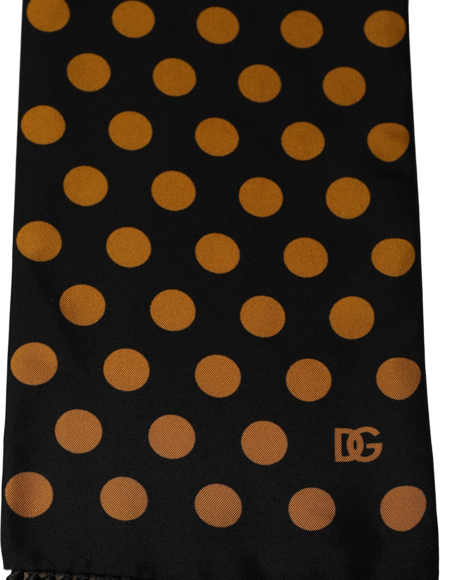 Men Black Orange Polka Dot Fringed Lace Stole Scarf