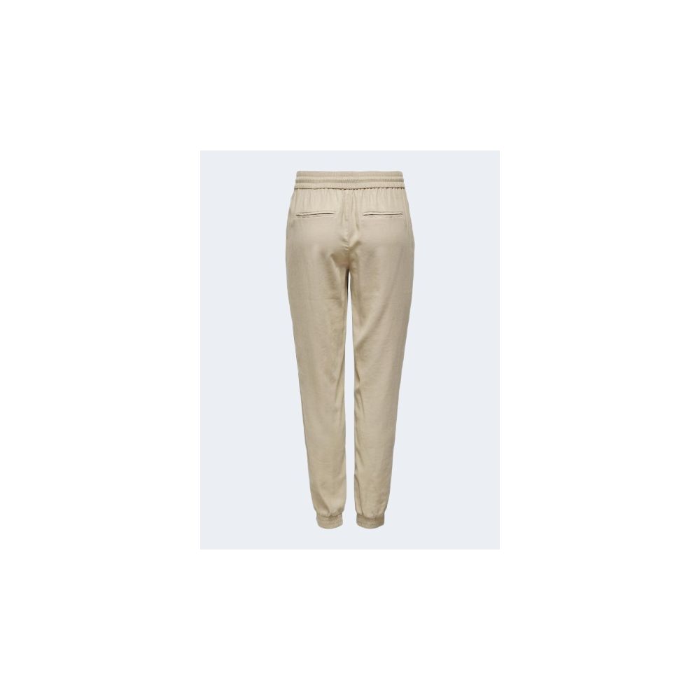 Beige Viscose Casual Pants