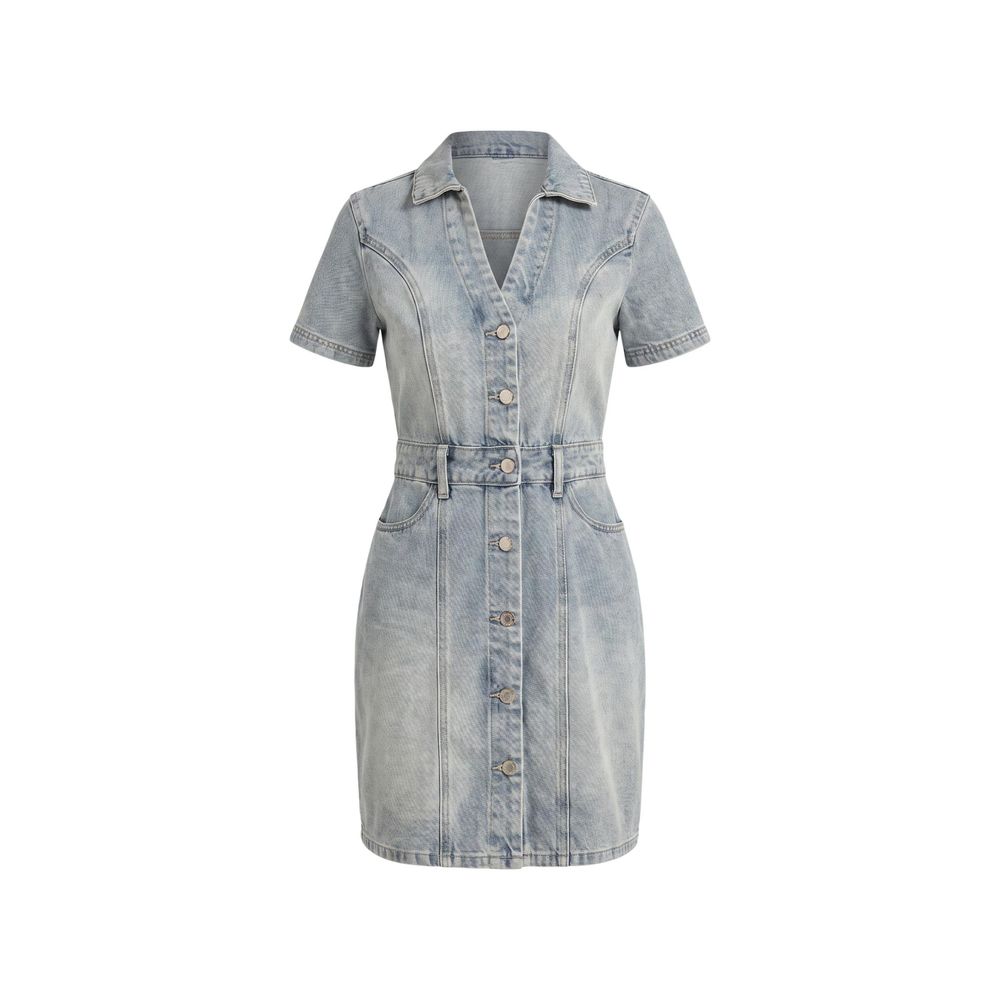 Blue Cotton Midi Dress