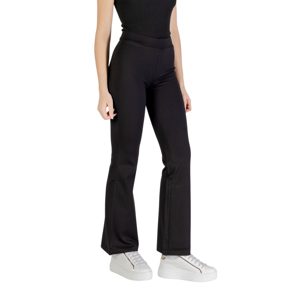 Black Viscose Flared Pants