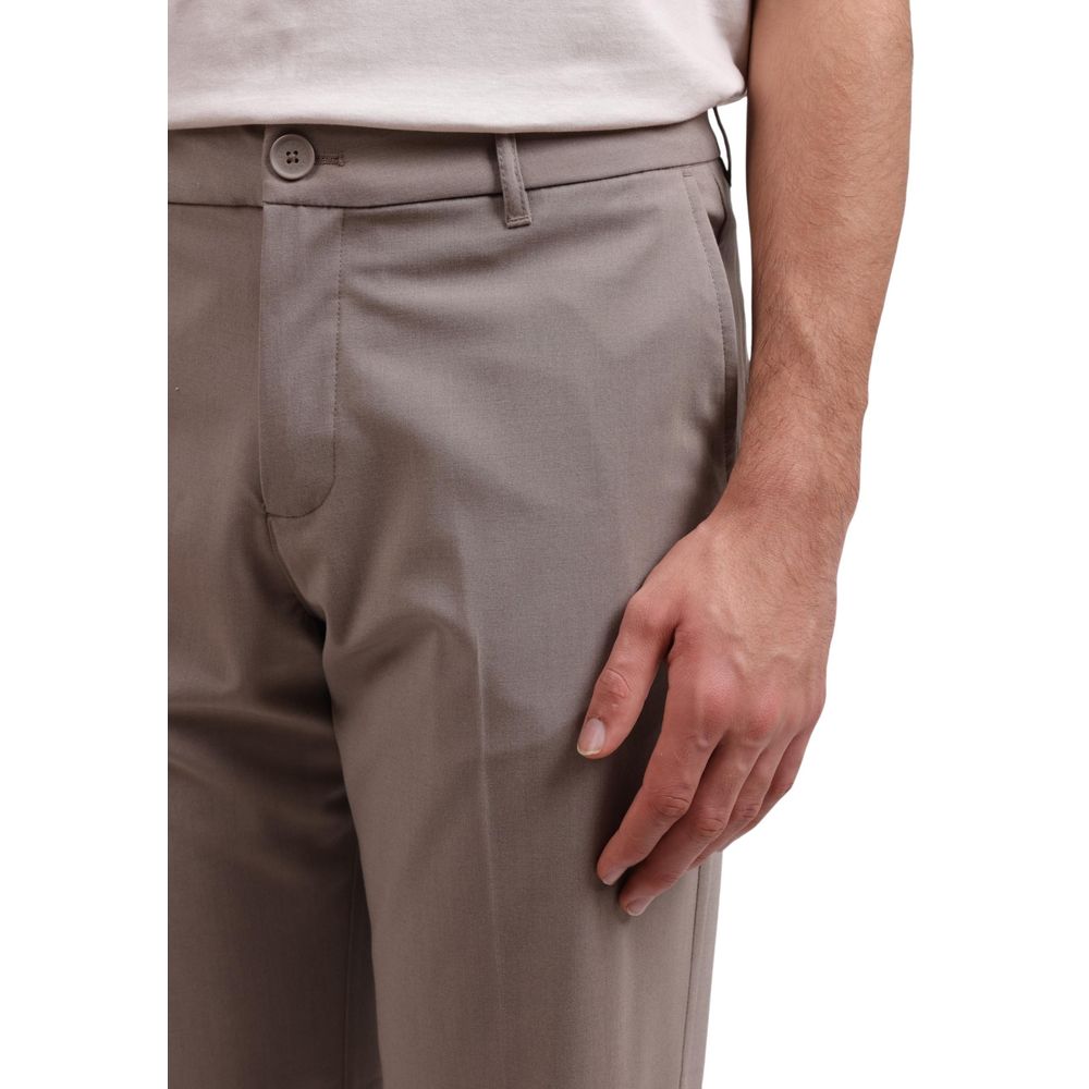 Beige Lyocell Casual Pants