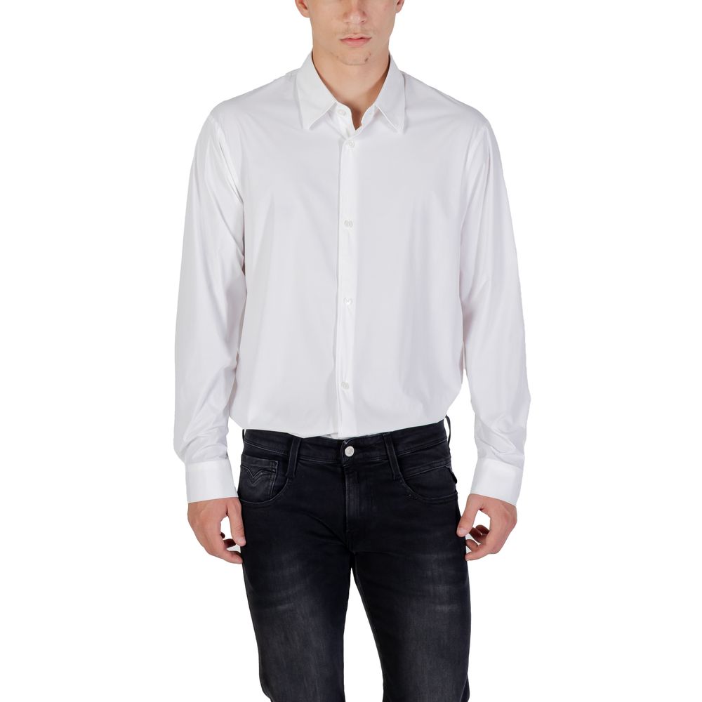 Cream Elastane Dress Shirt