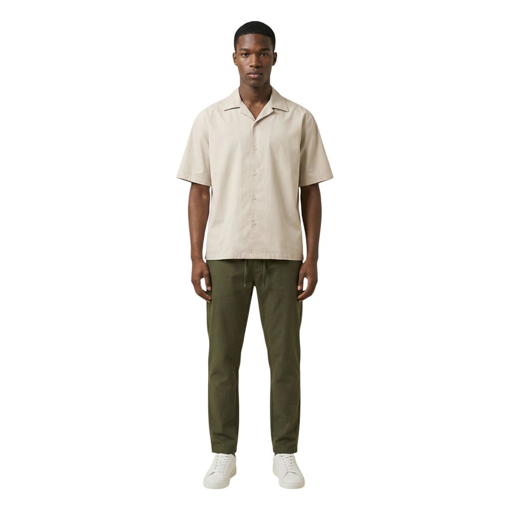 Beige Cotton Shortsleeve Shirt