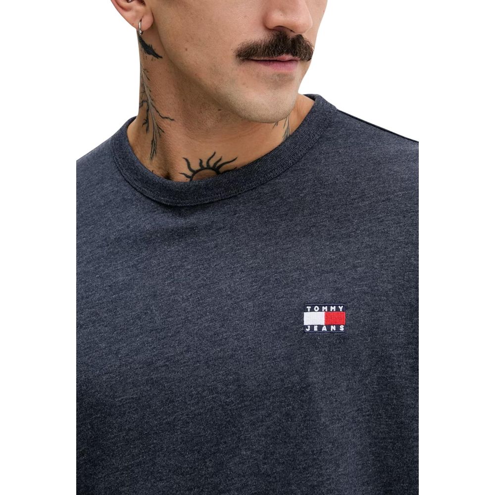 Blue Recycled Cotton Long Sleeve T-Shirt