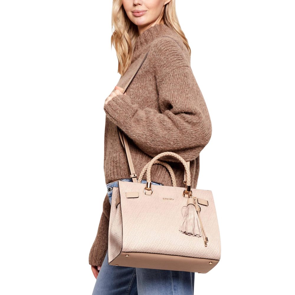 Beige Polyester Handbag