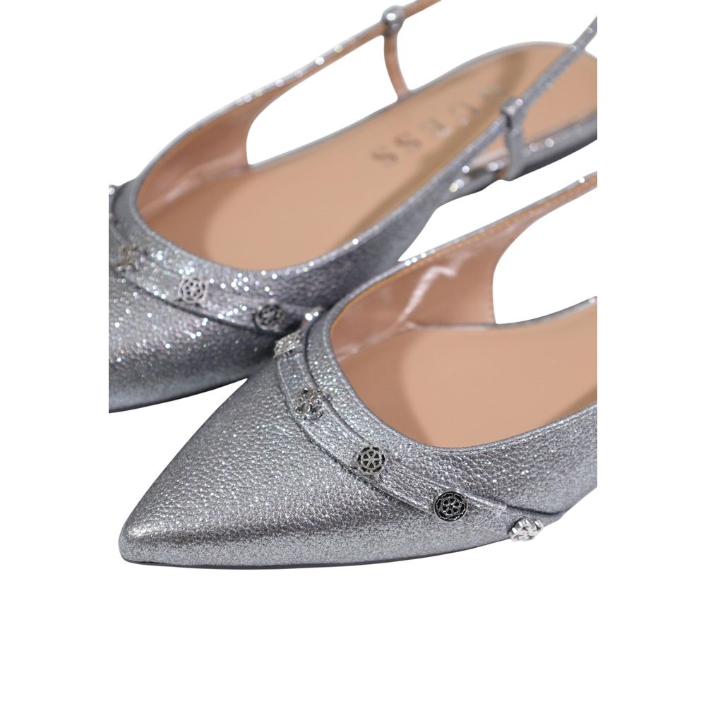 Gray Polyester Platform Pumps