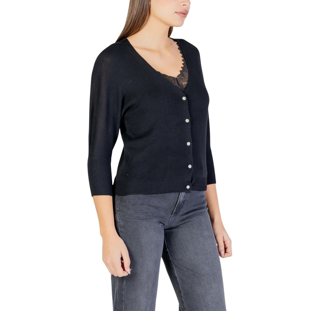Black Polyester Cardigan