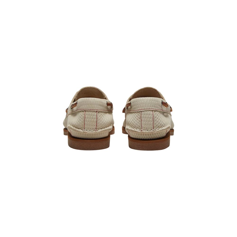 Beige Leather Platform Pumps