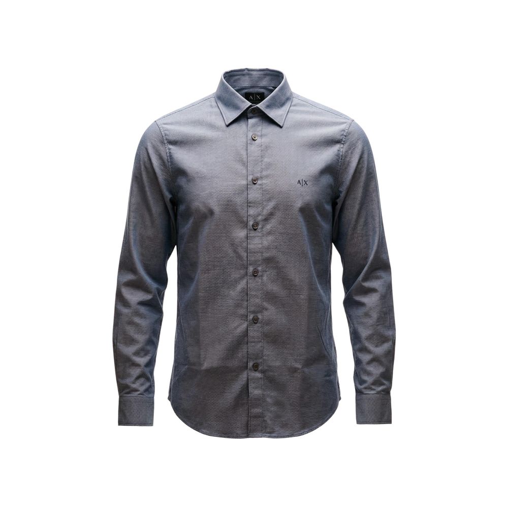 Blue Polyester Dress Shirt