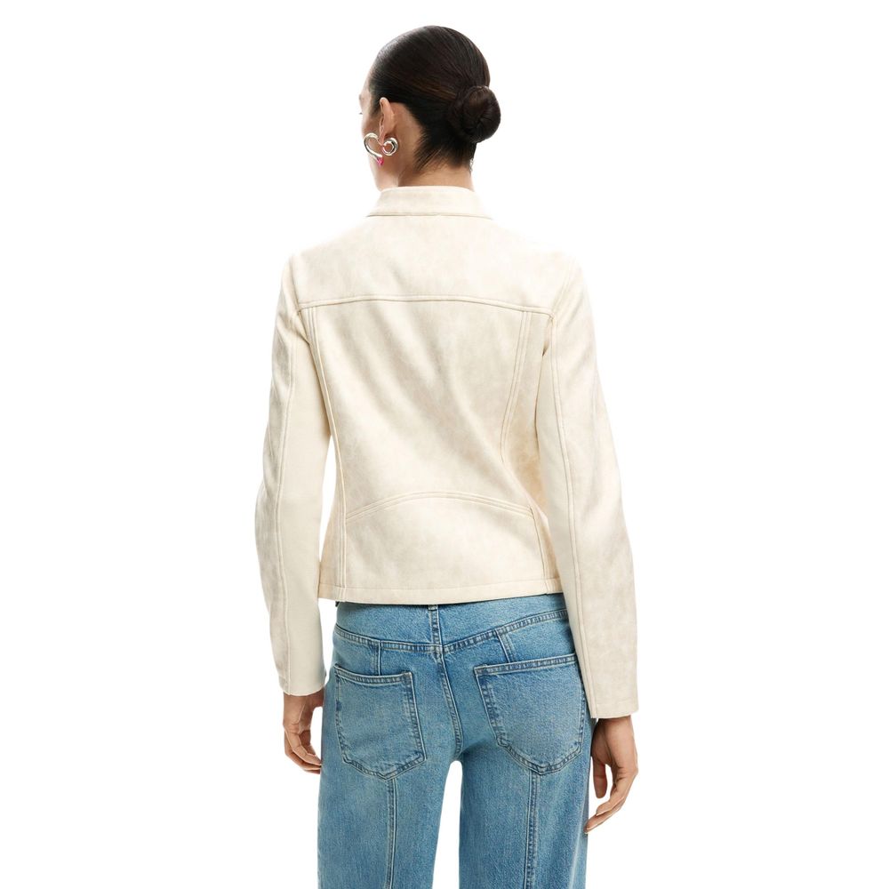 Beige Polyester Full-Length Jacket