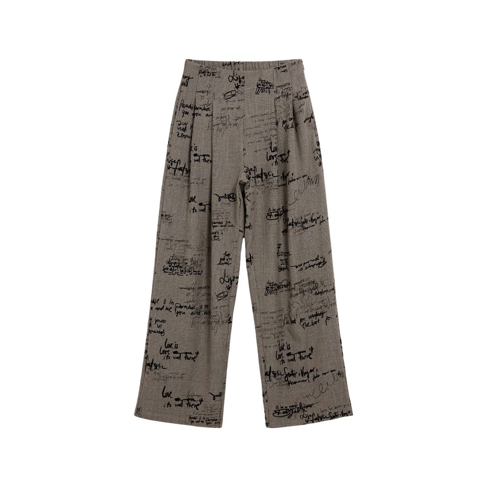 Gray Polyester Casual Pants