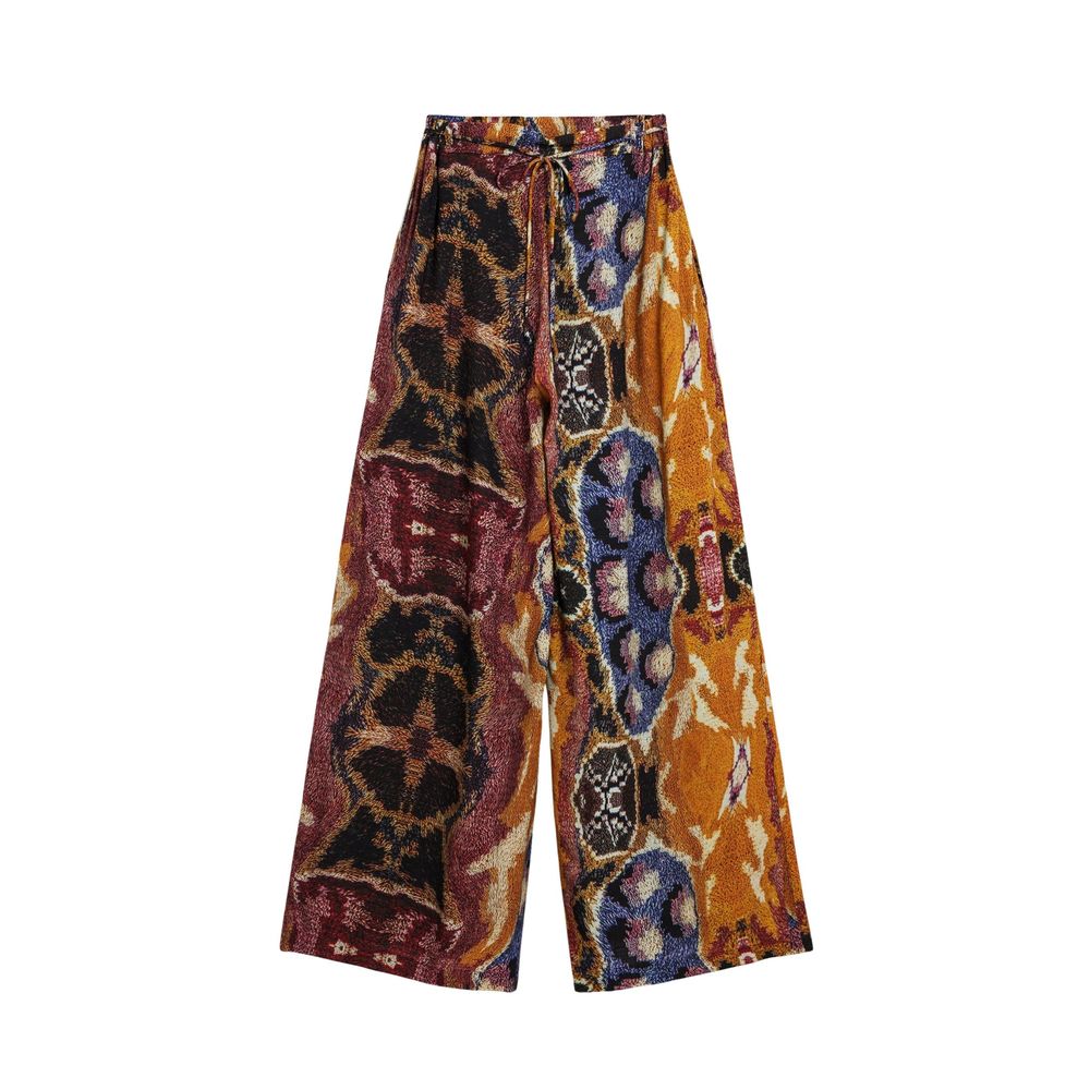Orange Viscose Casual Pants