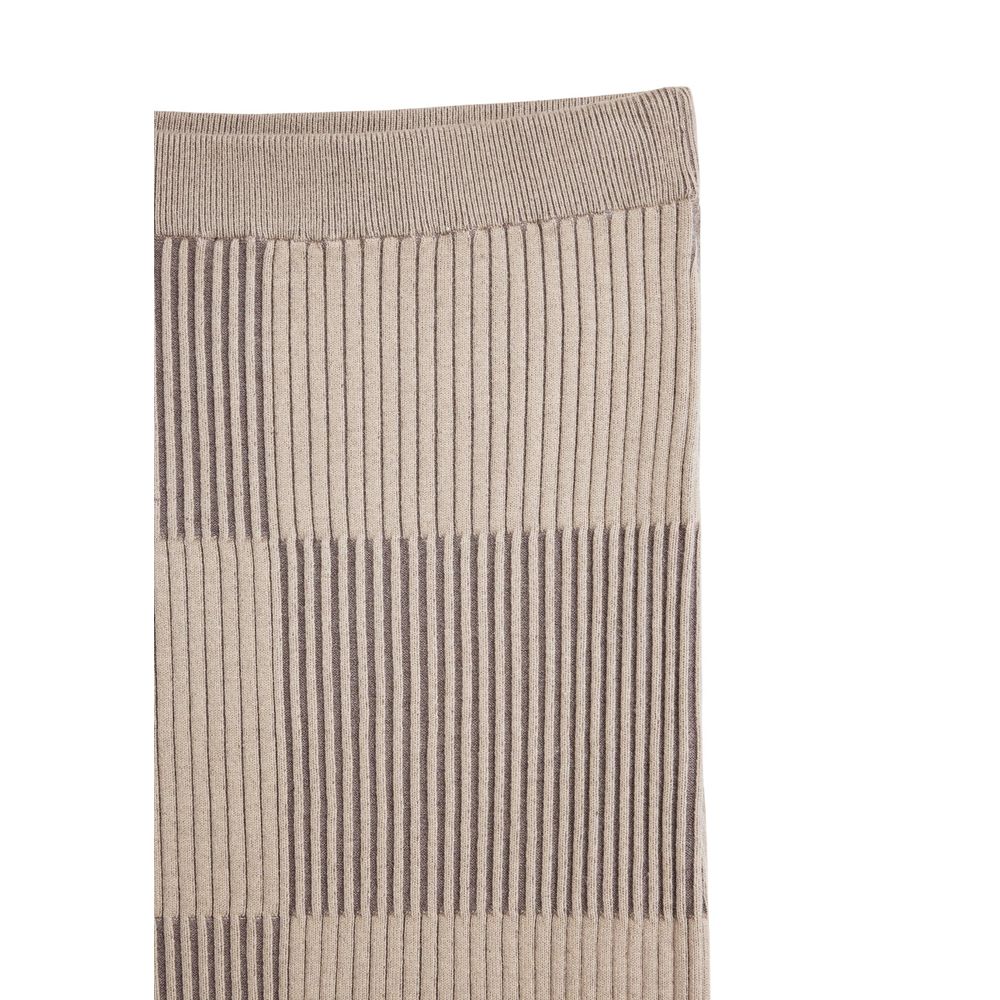 Beige Viscose Long Skirt