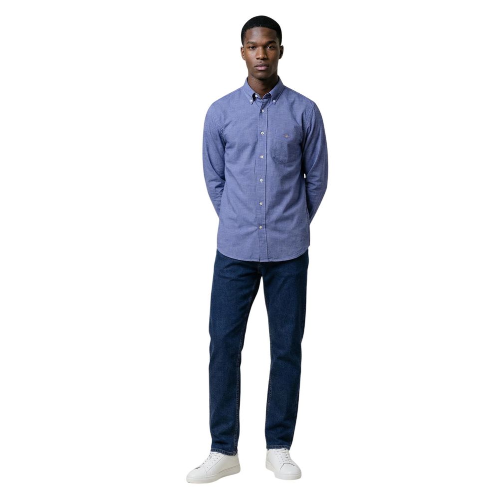 Blue Cotton Dress Shirt