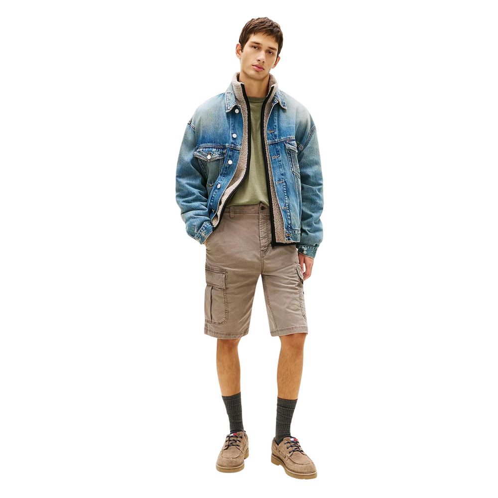 Beige Recycled Cotton Cargo Shorts
