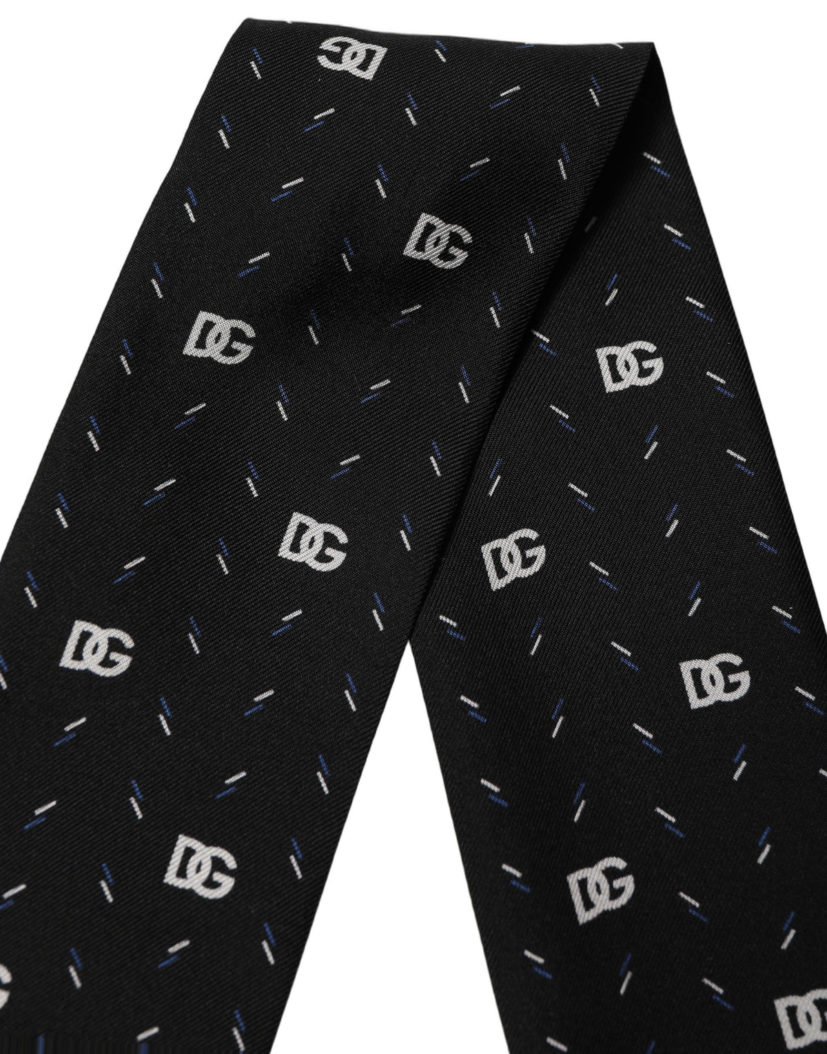 Black Silk DG Logo Men Skinny Shawl Scarf
