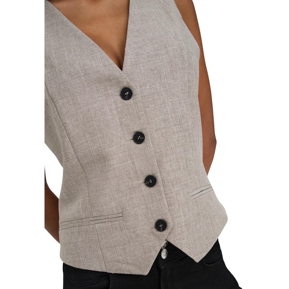 Beige Polyester Waistcoat
