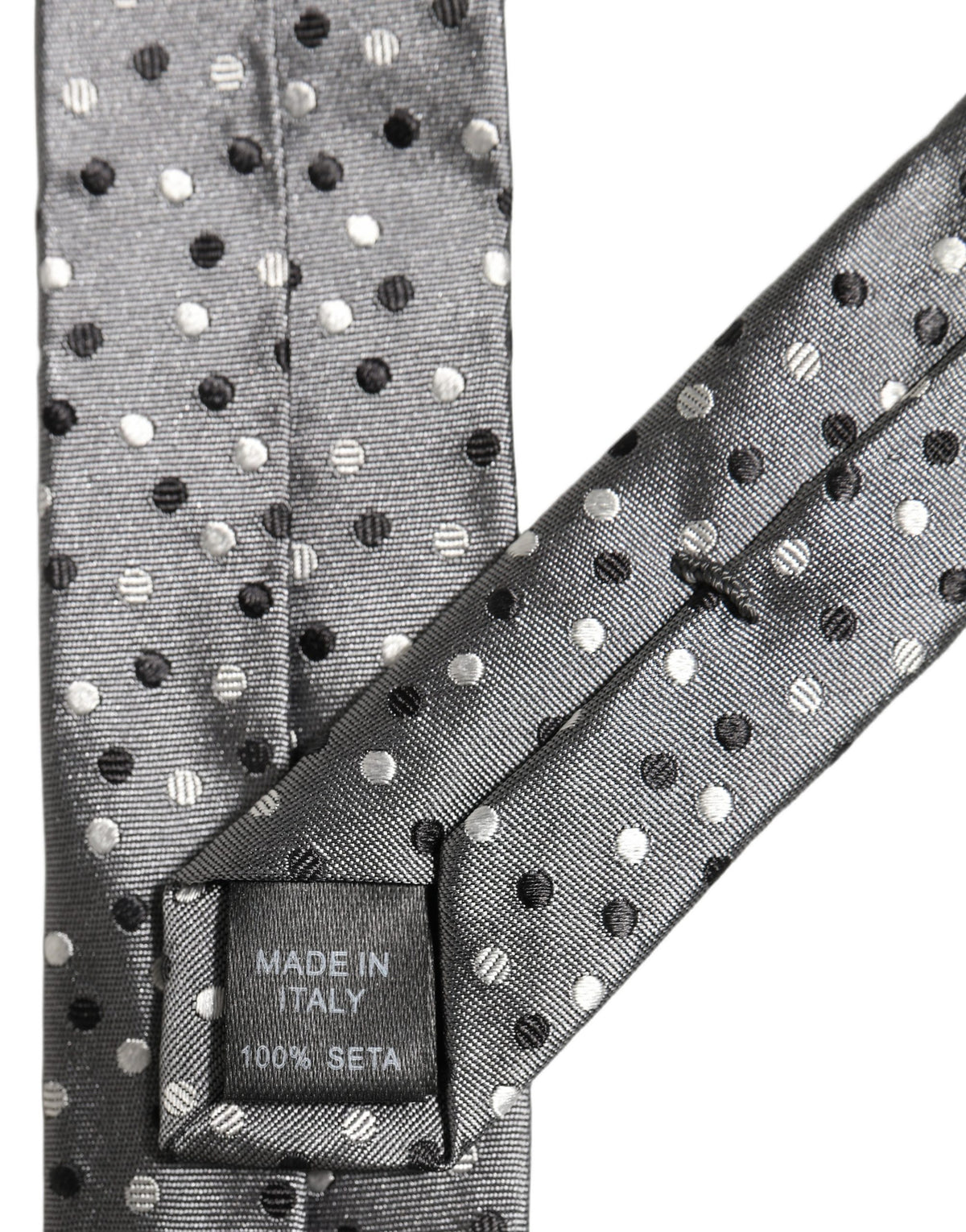 Men Gray Polka Dot Silk Adjustable Tied Necktie Tie