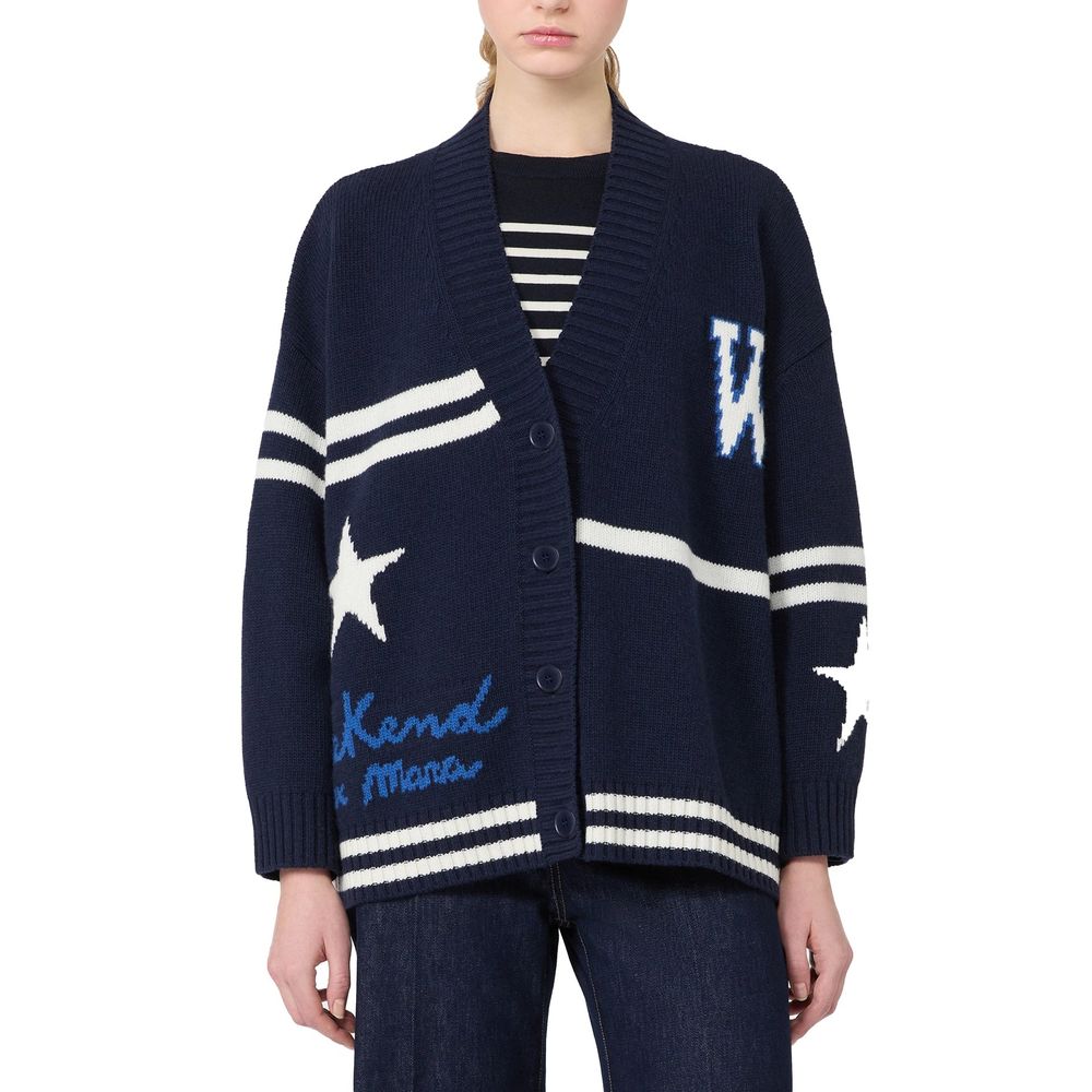 Blue Virgin Wool Cardigan