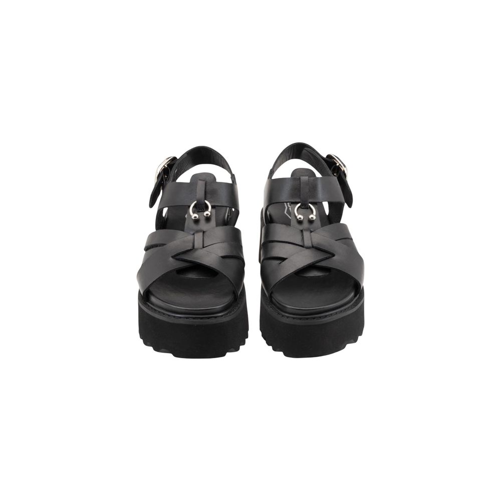 Black Leather Platform Sandals