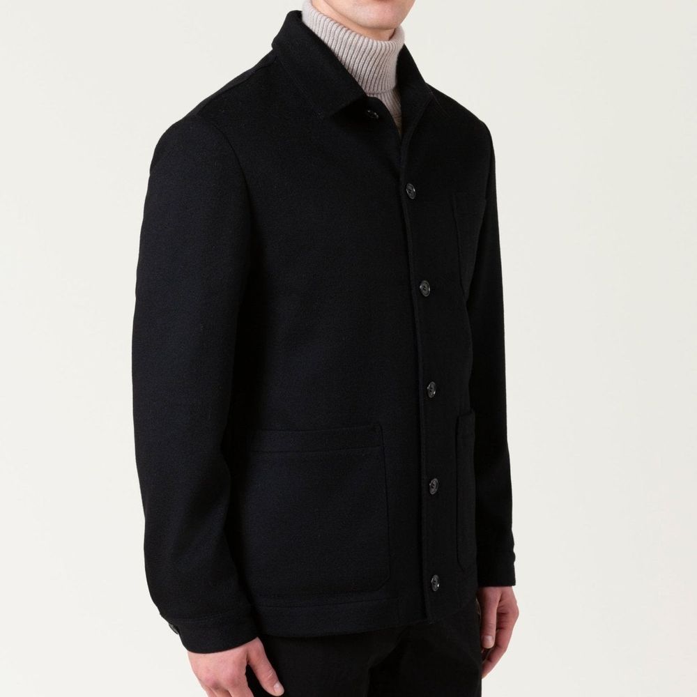 Black Wool Full-Length Jacket