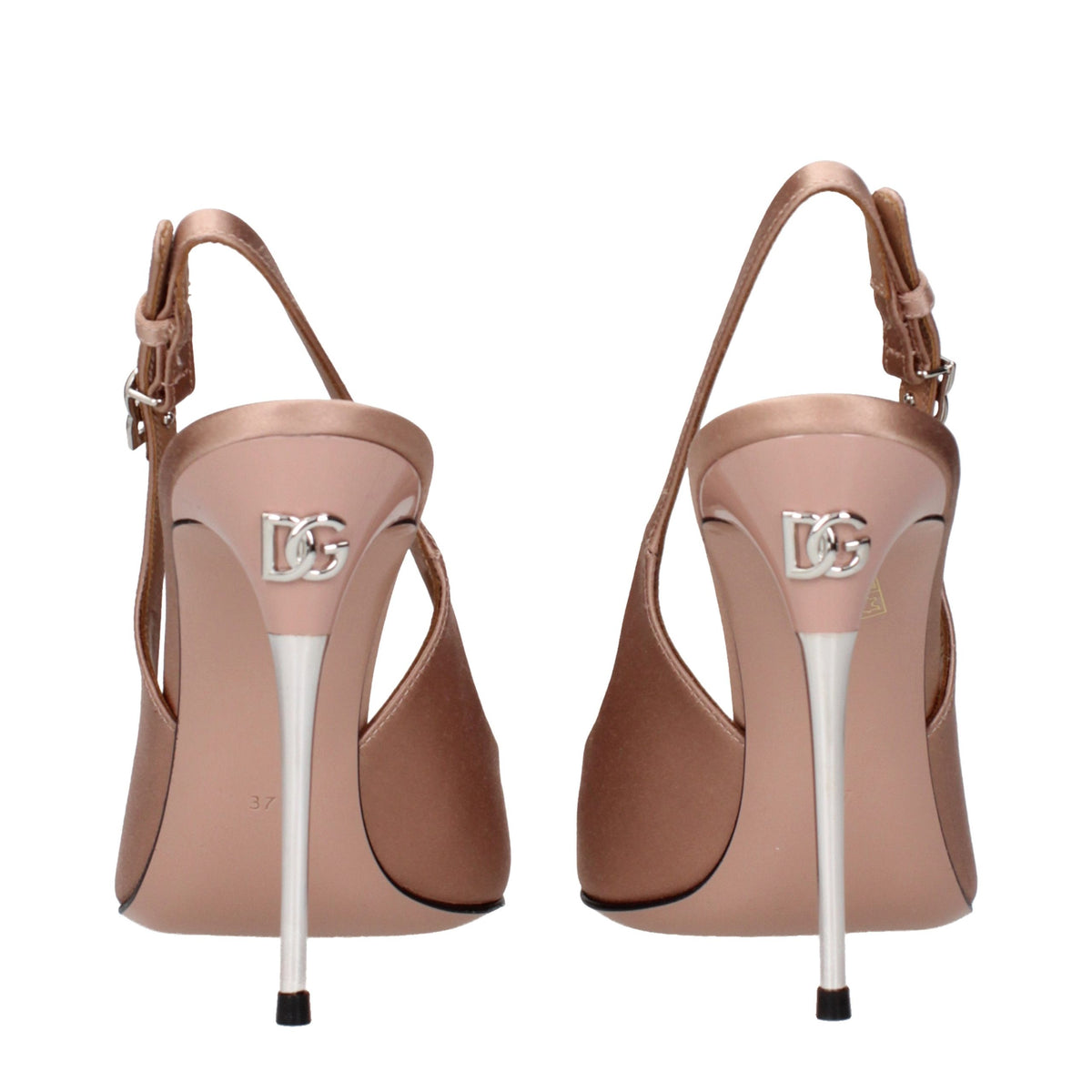 Beige Satin High Heel Pumps