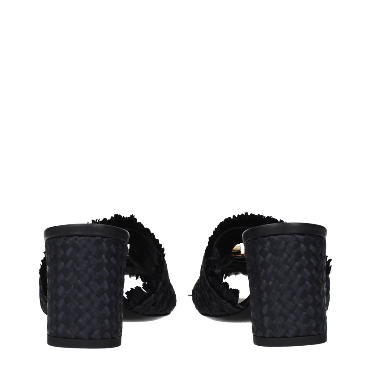 Black Raffia Platform Sandals