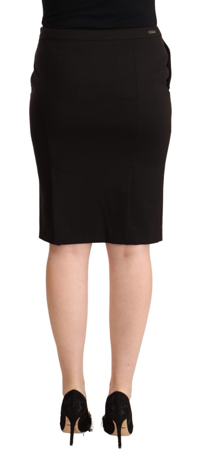 Black Straight Pencil Cut Knee Length Skirt