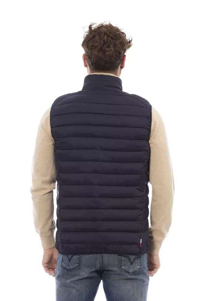 Blue Polyamide Sleveless Jacket