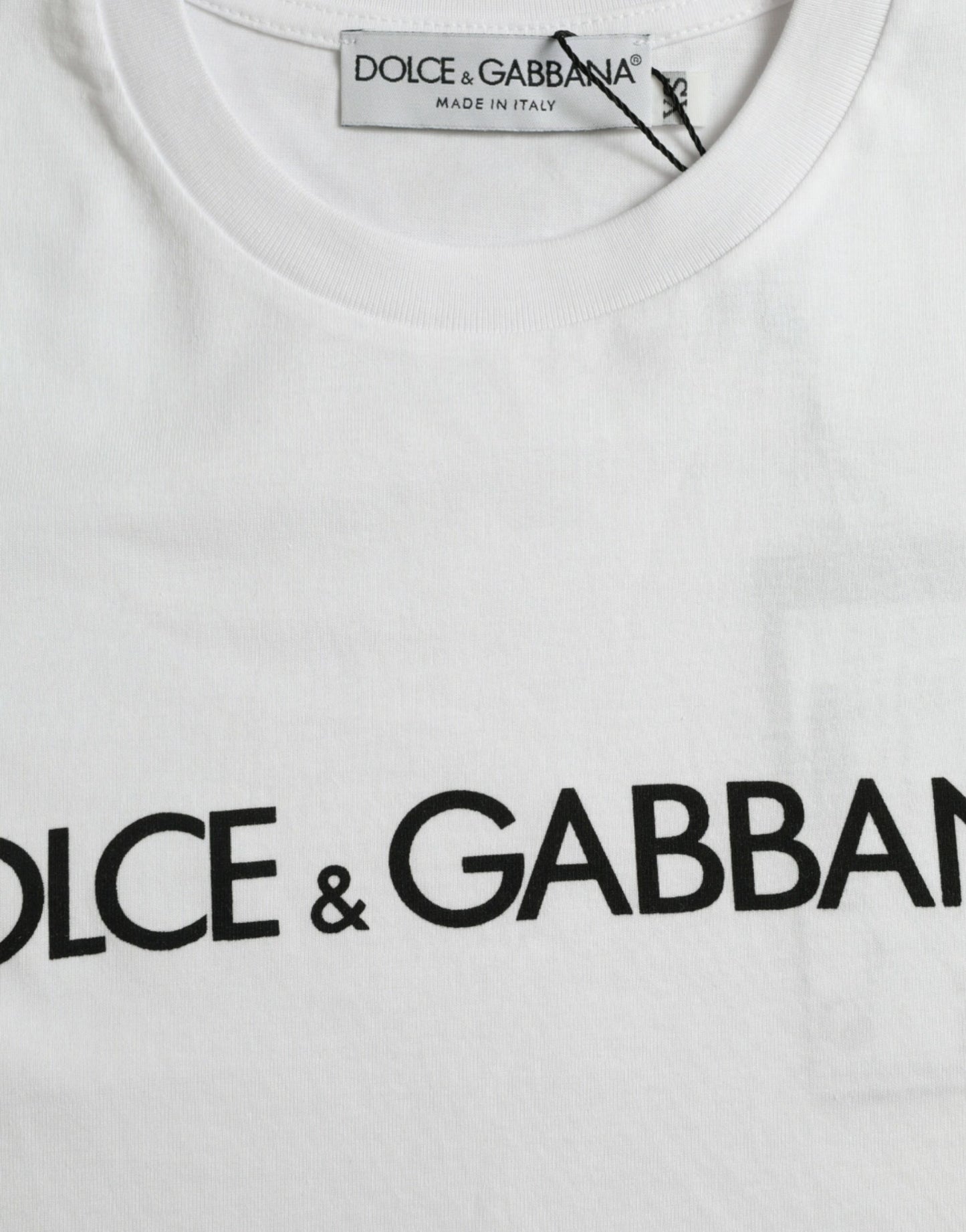 White Logo Print Cotton Crew Neck T-shirt