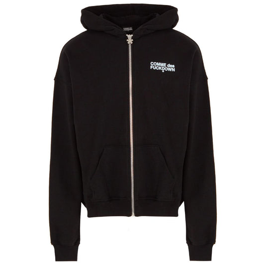 Black Cotton Men's Hooded Sweatshirt