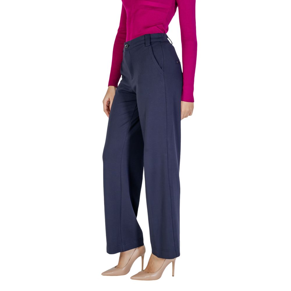 Blue Viscose Casual Pants