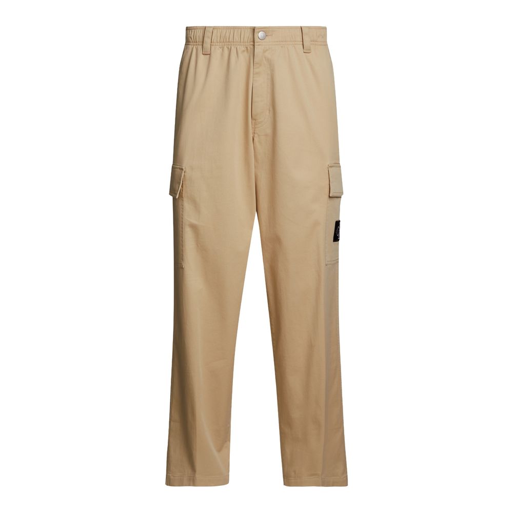 Beige Cotton Cargo Pants