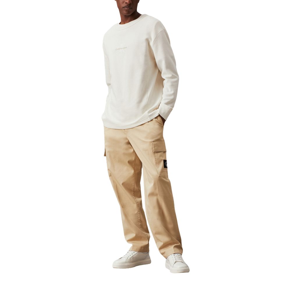 Beige Cotton Cargo Pants