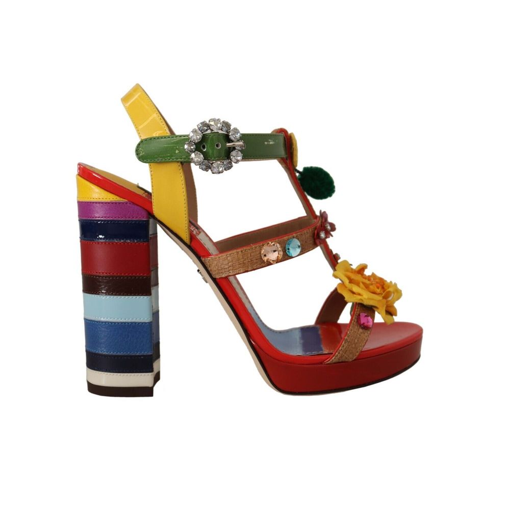 Multicolor Cotton Platform Sandals