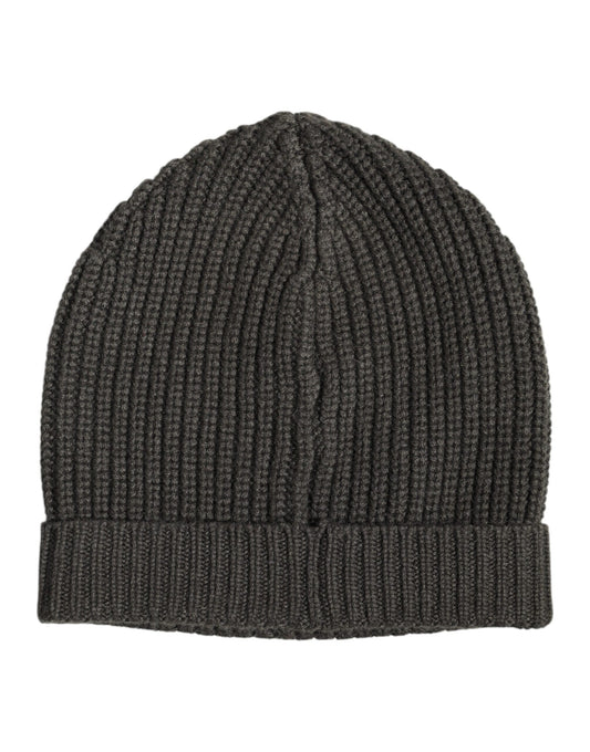 Dark Gray Cashmere Knit Winter Beanie Hat