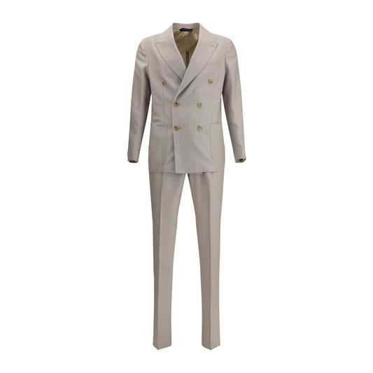 Beige Fleece Wool Two-Piece Suit